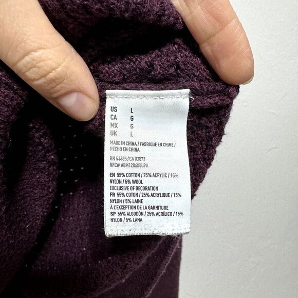 American Eagle Open Knit Long Sleeve Round Neck Sweater Purple Women size Large - Picture 4 of 7